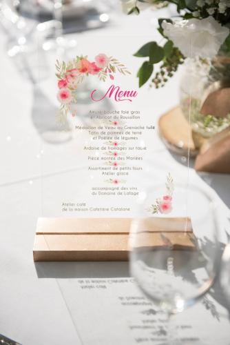 Impression Menu mariage sur plexiglass